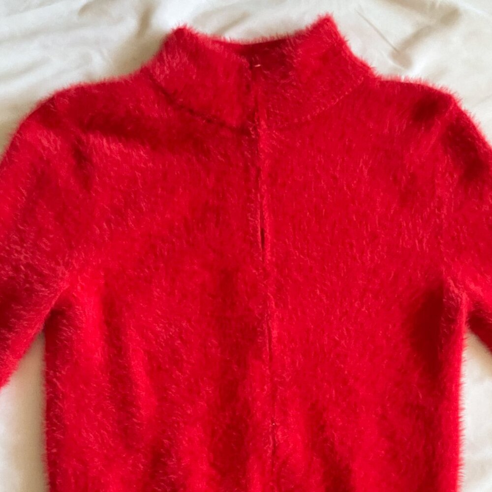 Y2k No Boundaries Red Fuzzy Sweater Jacket Size M… - image 3